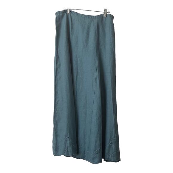 J.Jill 2 Piece Blue Linen Embroidered Skirt Set Size XL ,18 - Picture 3 of 13